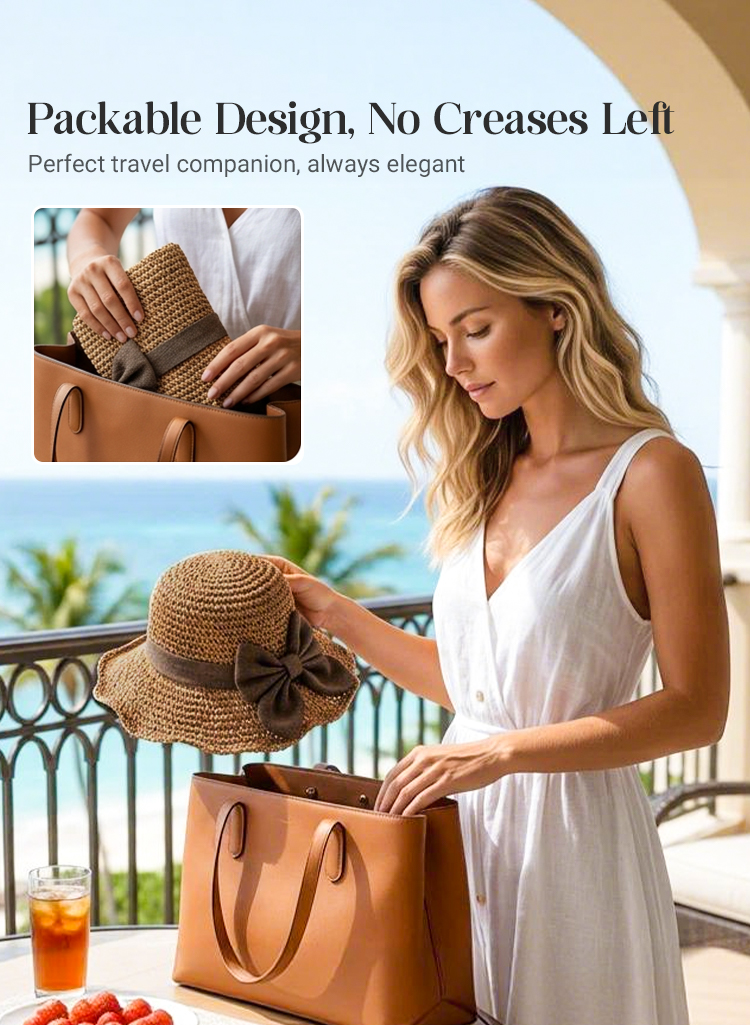 🔥 Hot sale 49% OFF🔥Elegant-Woven Straw Sun Hat with Bow